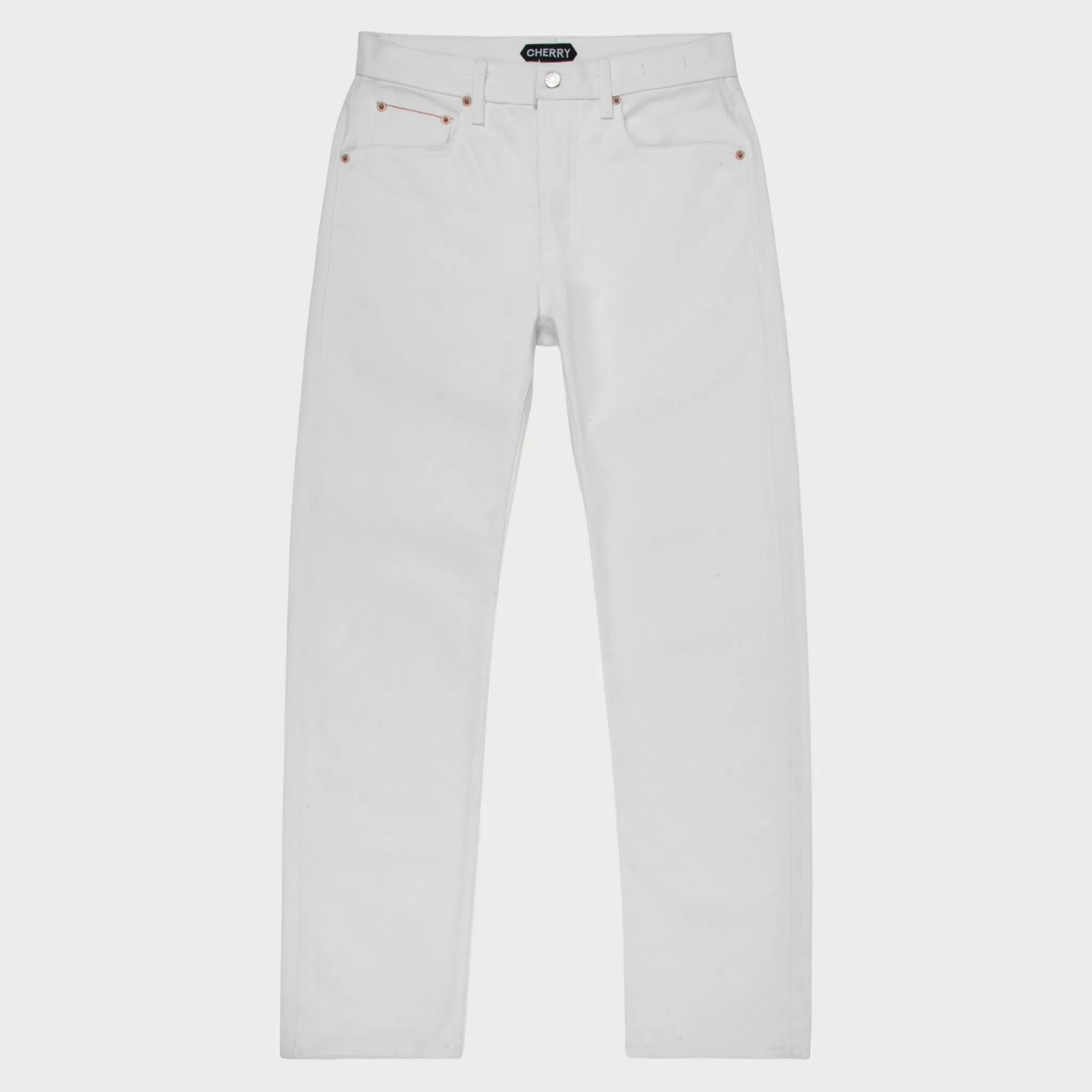 Cherry Denim A 5 Poches A Jambe Droite (Blanc)* Pantalon