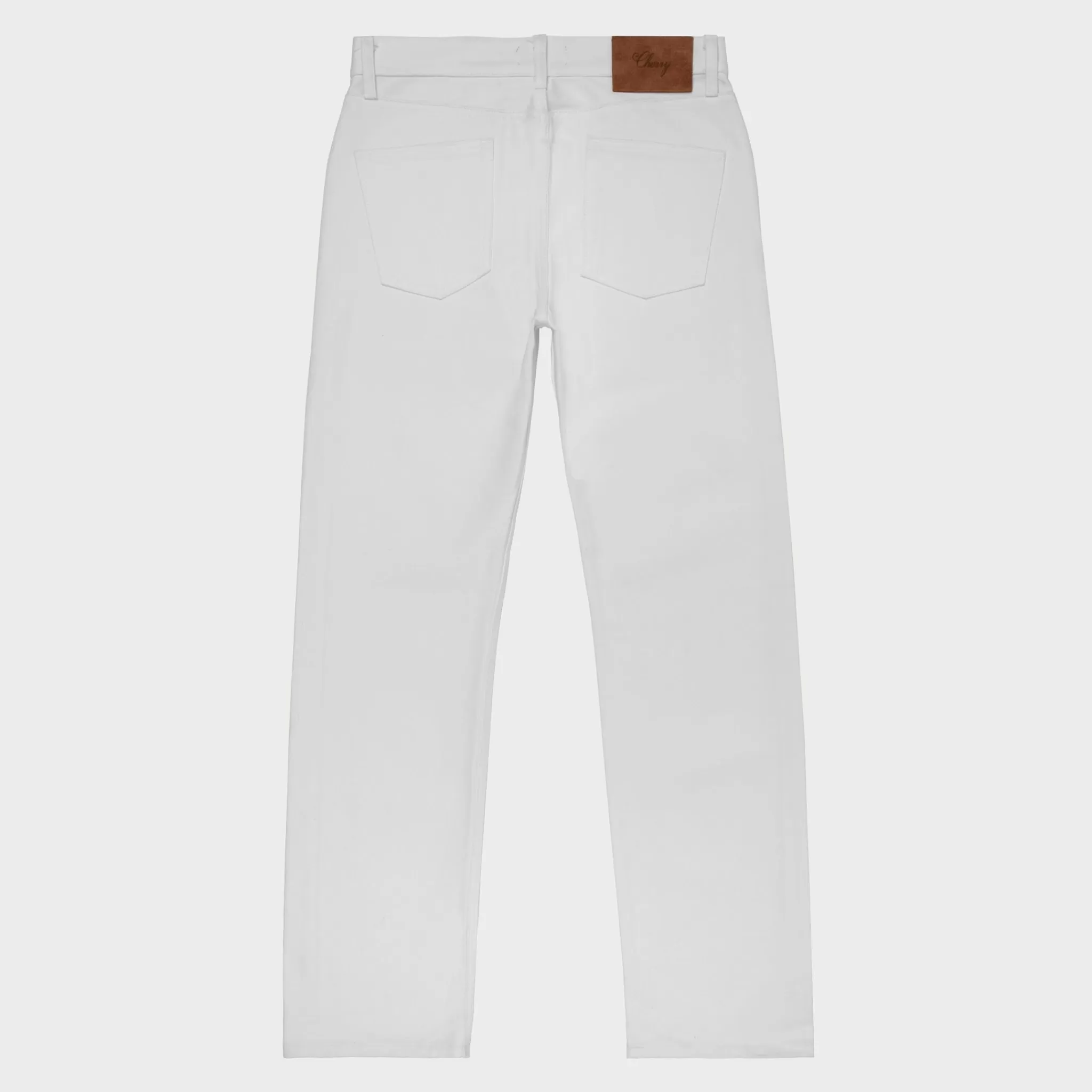 Cherry Denim A 5 Poches A Jambe Droite (Blanc)* Pantalon