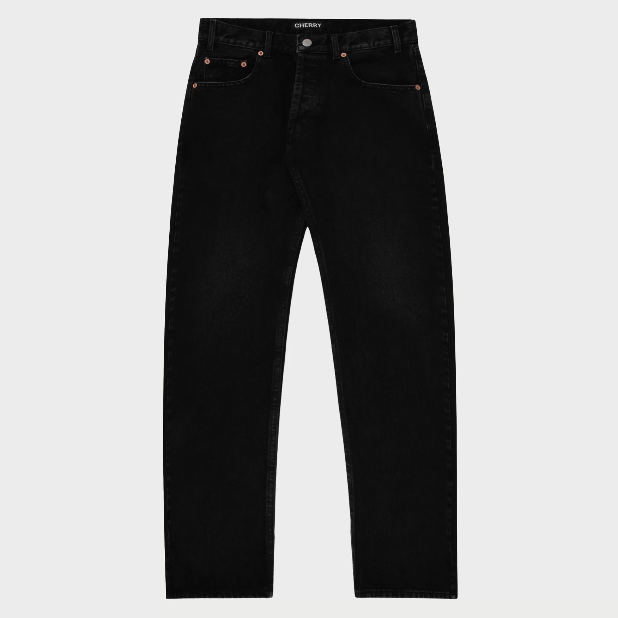 Cherry Denim A 5 Poches A Jambe Droite (Noir)* Pantalon