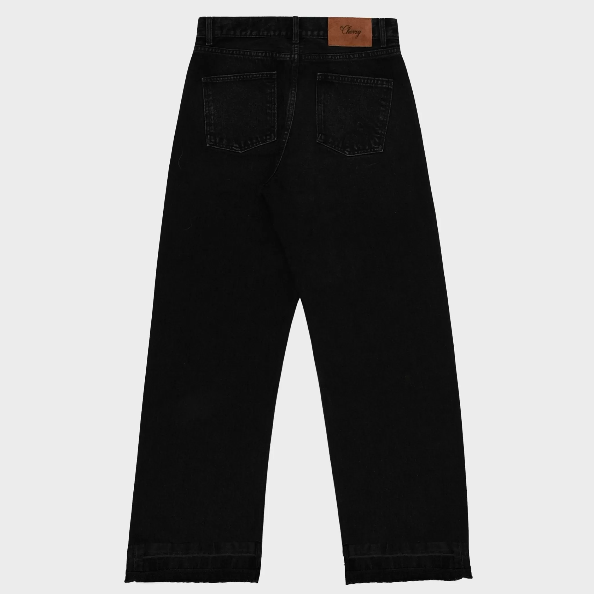 Cherry Denim A 5 Poches A Jambe Large (Noir)* Pantalon