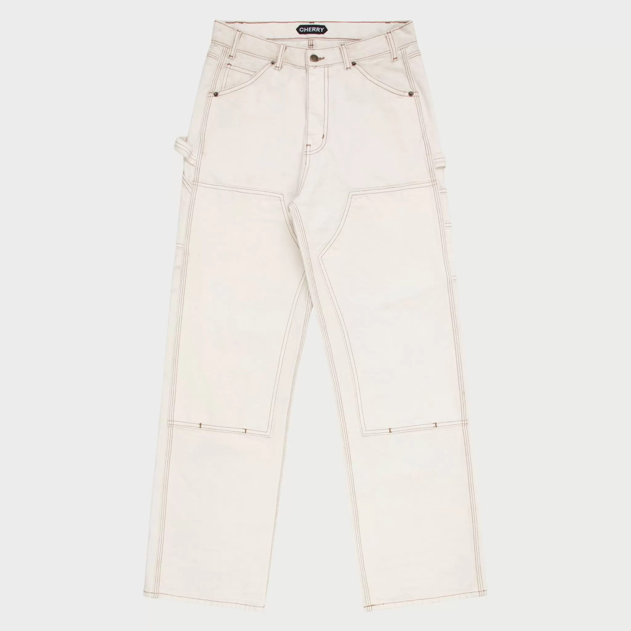Cherry Double Genou En Toile A Jambe Large (Blanc Vintage)* Pantalon