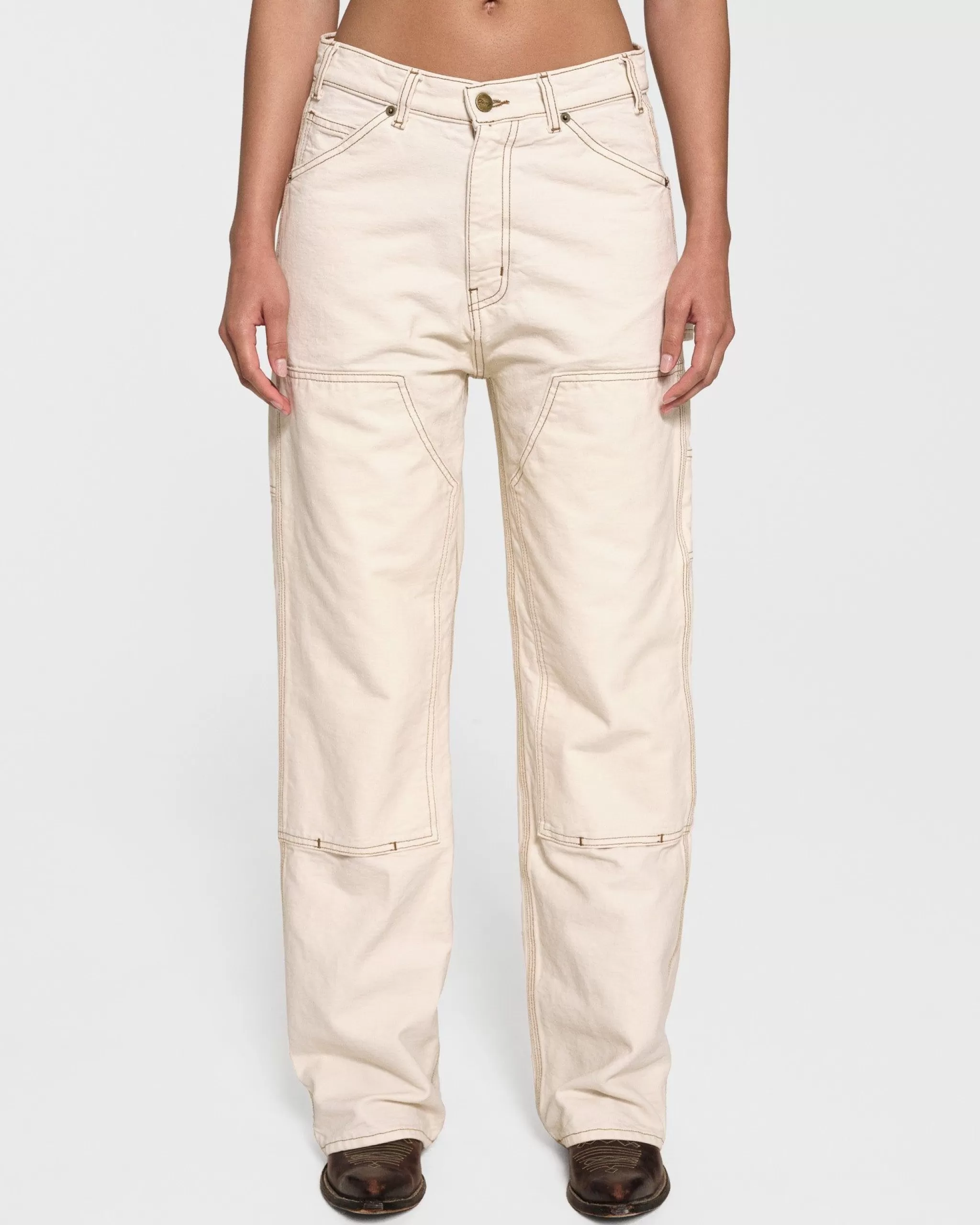 Cherry Double Genou En Toile A Jambe Large (Blanc Vintage)* Pantalon