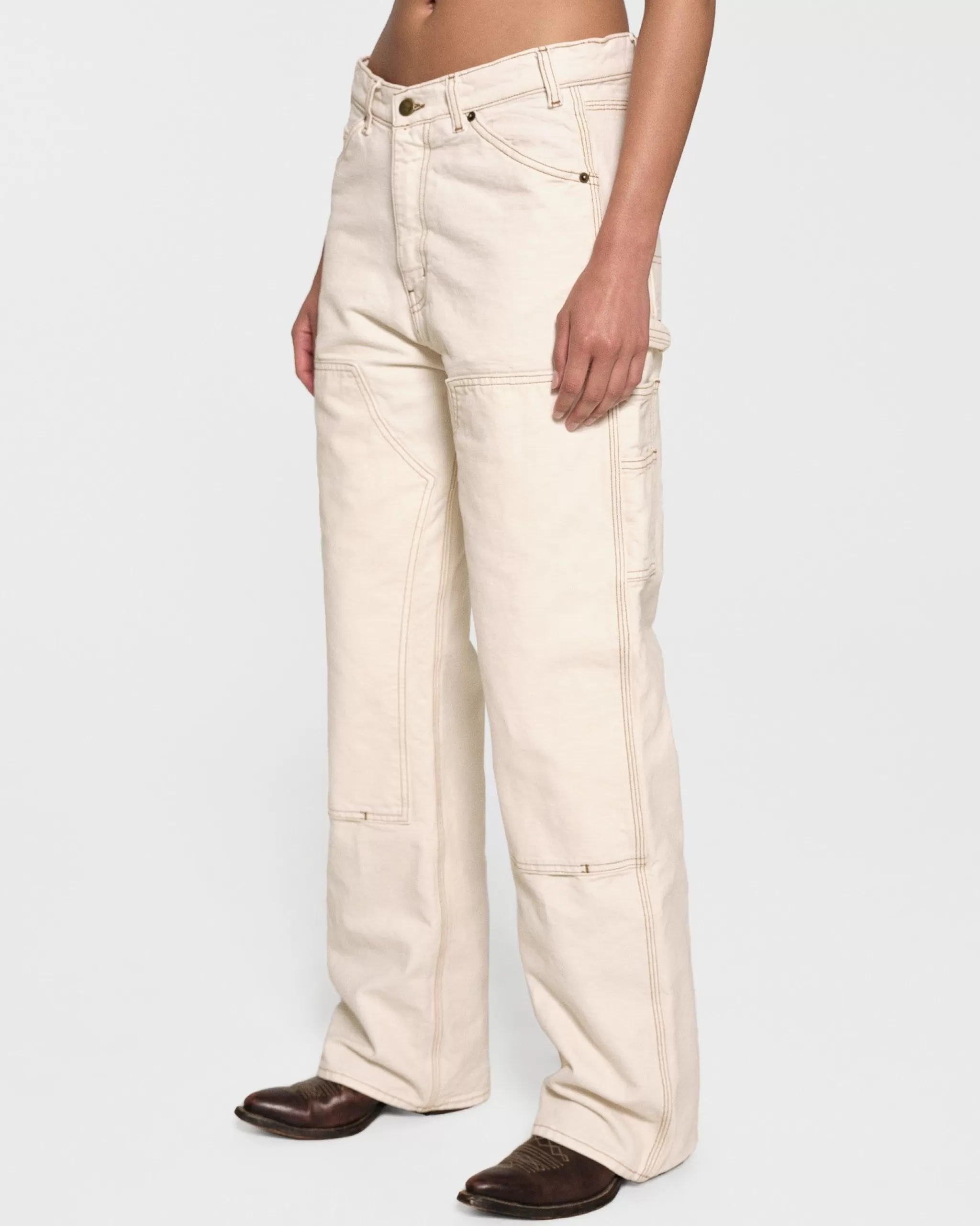 Cherry Double Genou En Toile A Jambe Large (Blanc Vintage)* Pantalon