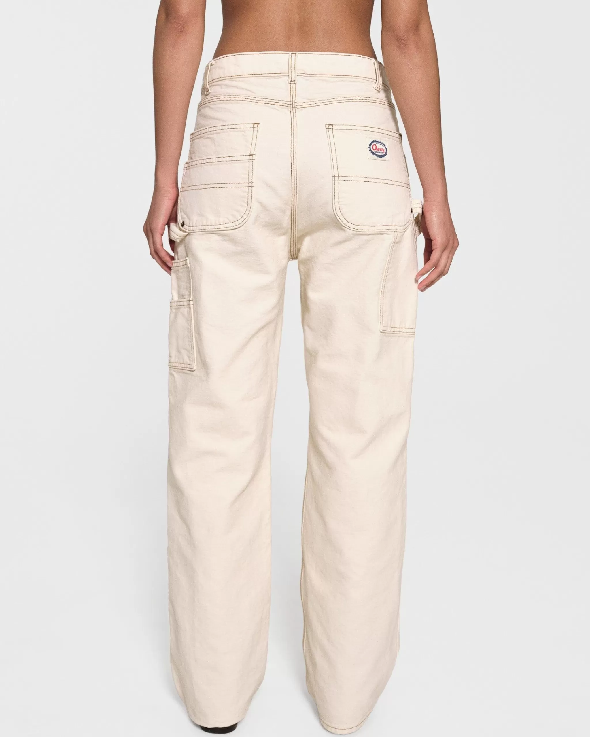Cherry Double Genou En Toile A Jambe Large (Blanc Vintage)* Pantalon