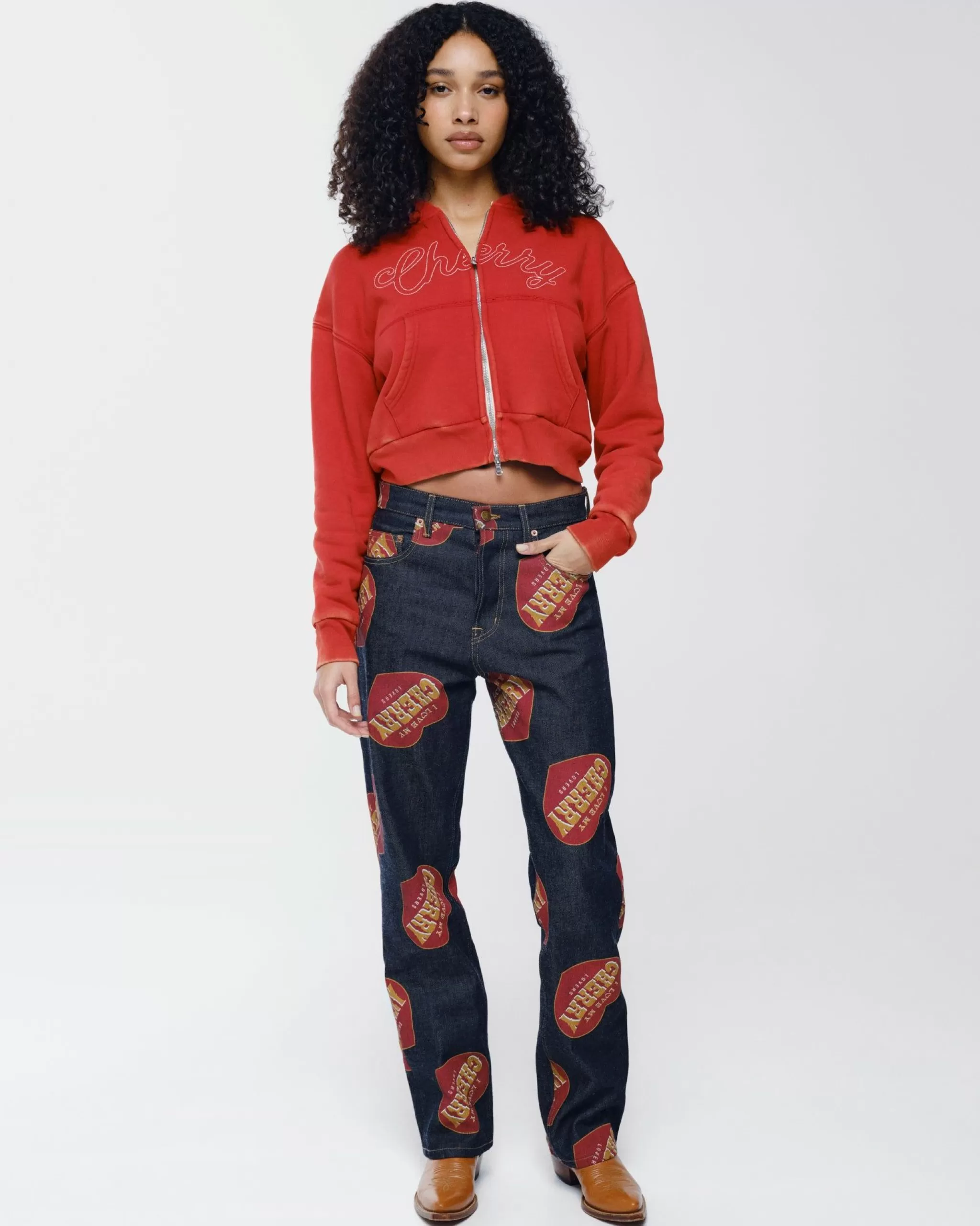 Cherry Fermeture Eclair Thermique Courte (Rouge Vintage)* Sweat-Shirts