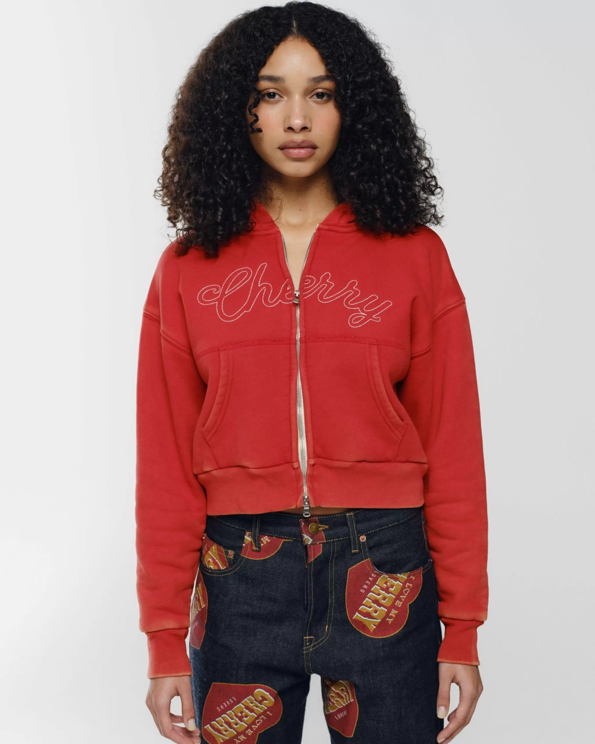 Cherry Fermeture Eclair Thermique Courte (Rouge Vintage)* Sweat-Shirts