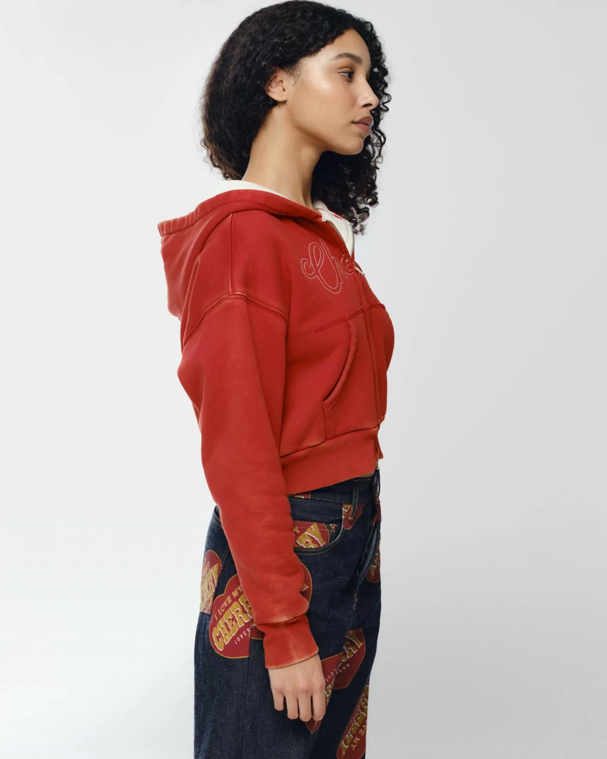 Cherry Fermeture Eclair Thermique Courte (Rouge Vintage)* Sweat-Shirts