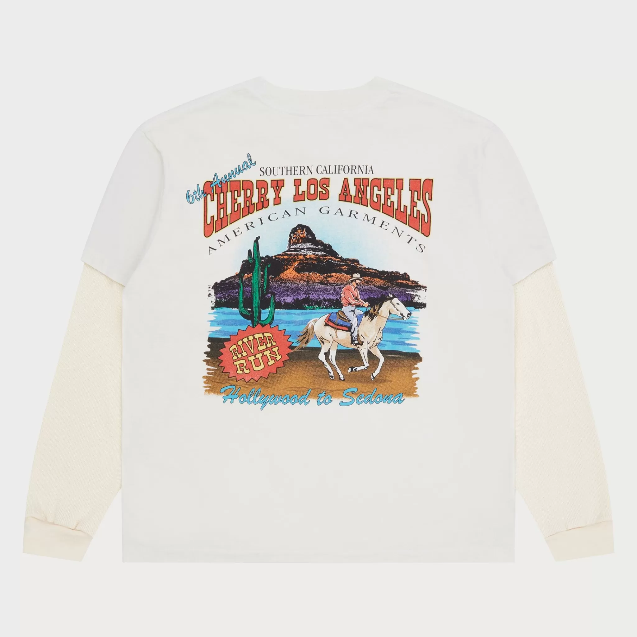 Cherry River Run Boxy Pocket Thermal L/S (Vintage Blanc)* T-Shirts Et Manches Longues