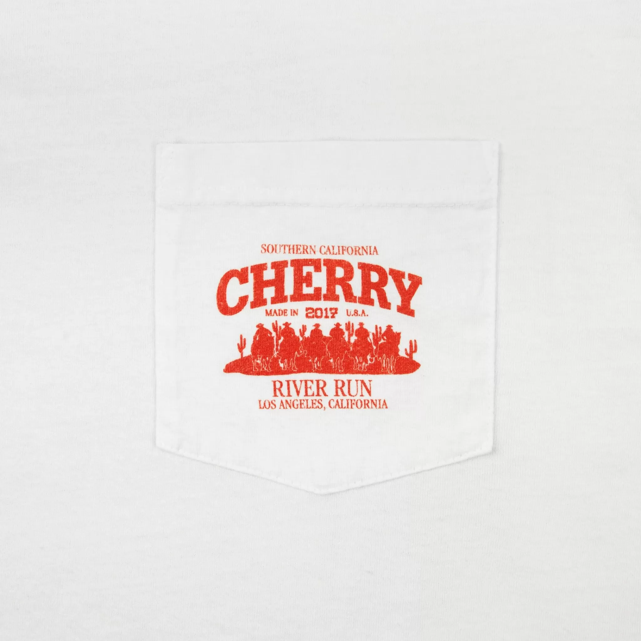 Cherry River Run Boxy Pocket Thermal L/S (Vintage Blanc)* T-Shirts Et Manches Longues