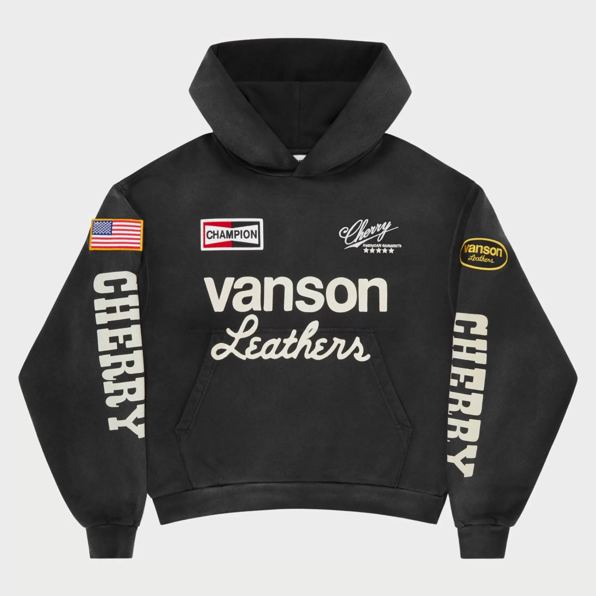 Cherry Sweat A Capuche Vanson (Noir Vintage)* Sweat-Shirts