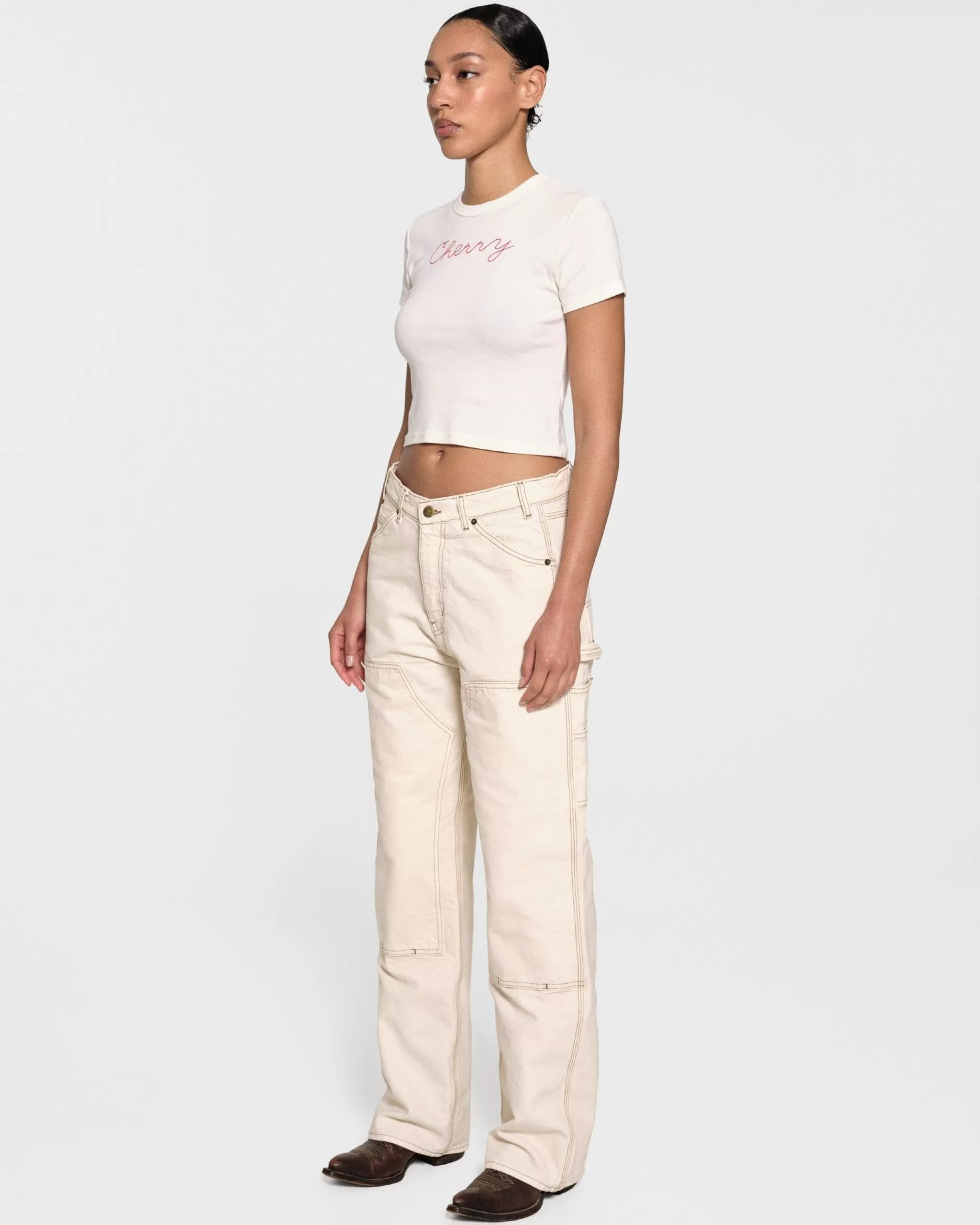 Cherry T-Shirt Bebe Au Point De Chainette (Blanc Vintage)* Aux Femmes