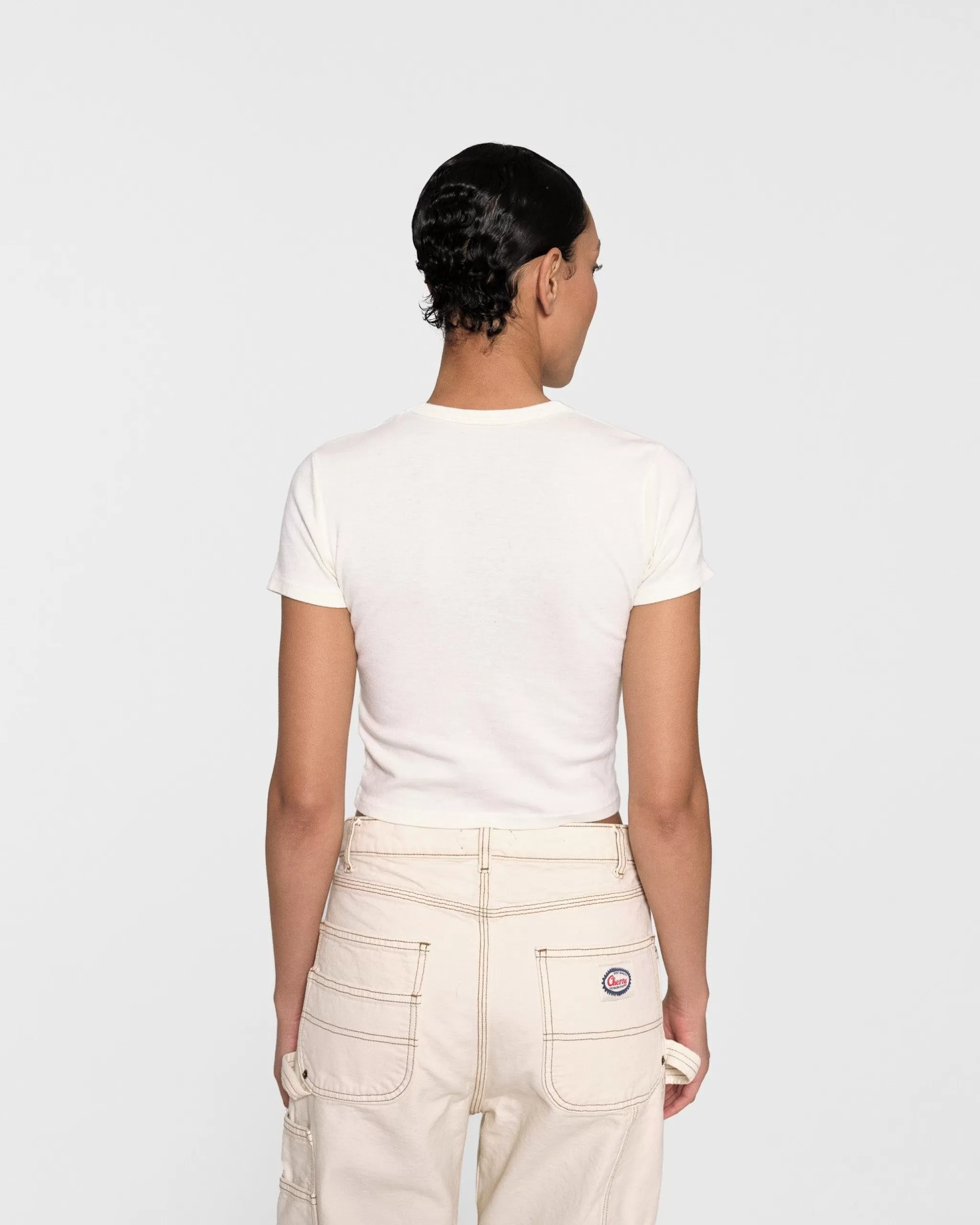 Cherry T-Shirt Bebe Au Point De Chainette (Blanc Vintage)* Aux Femmes