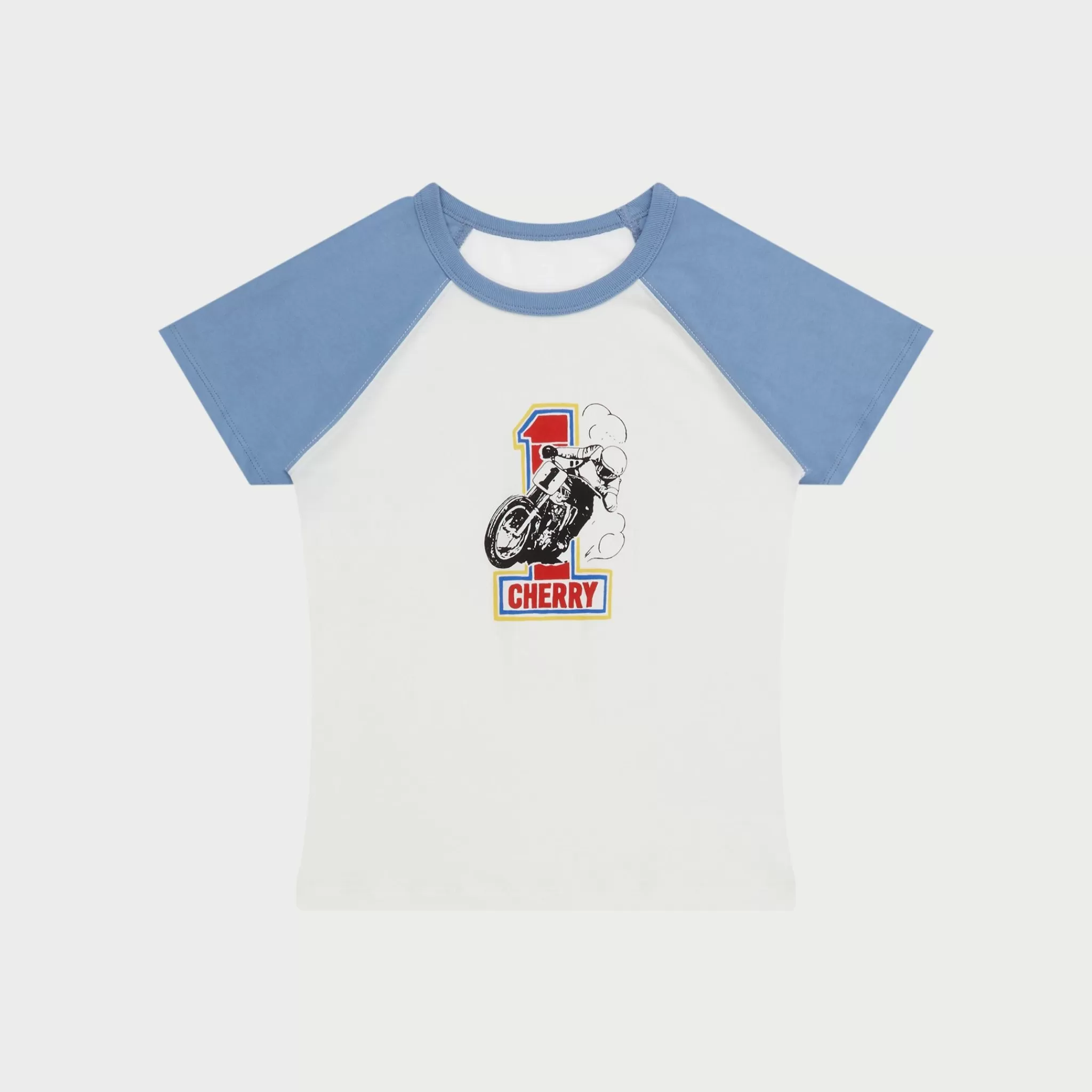 Cherry T-Shirt Bebe Raglan (Bleu Poussiereux)* Aux Femmes