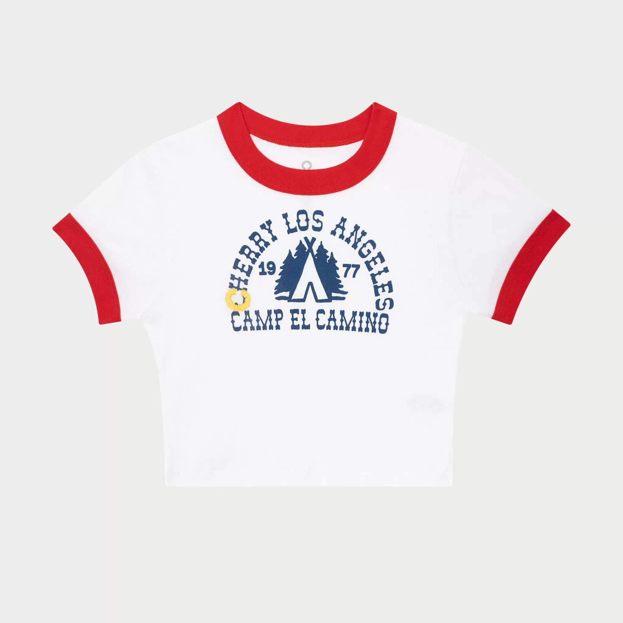 Cherry T-Shirt Camp Ringer Pour Bebe (Blanc/Rouge)* Aux Femmes