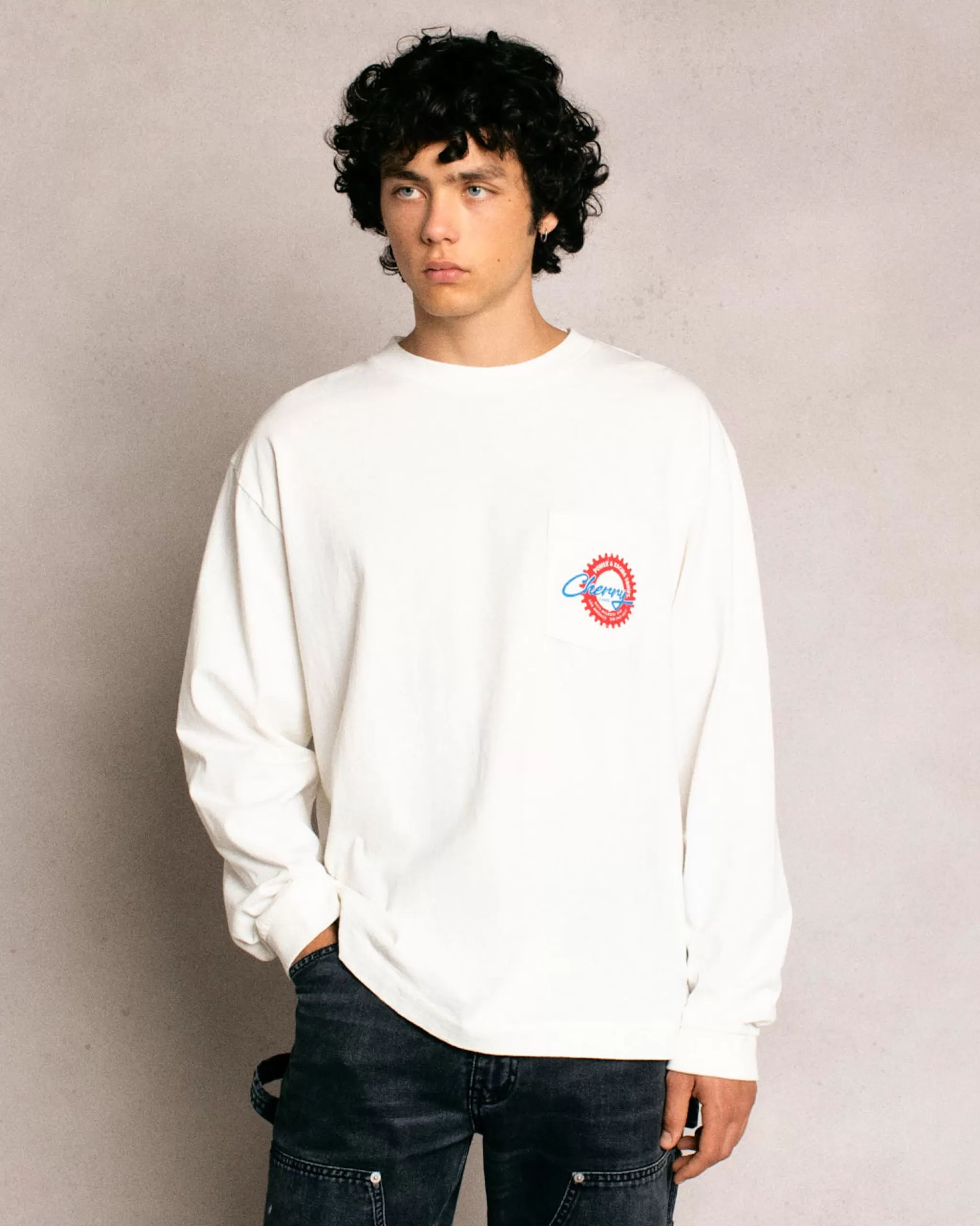 Cherry T-Shirt Cams Pocket L/S (Blanc Vintage)* T-Shirts Et Manches Longues