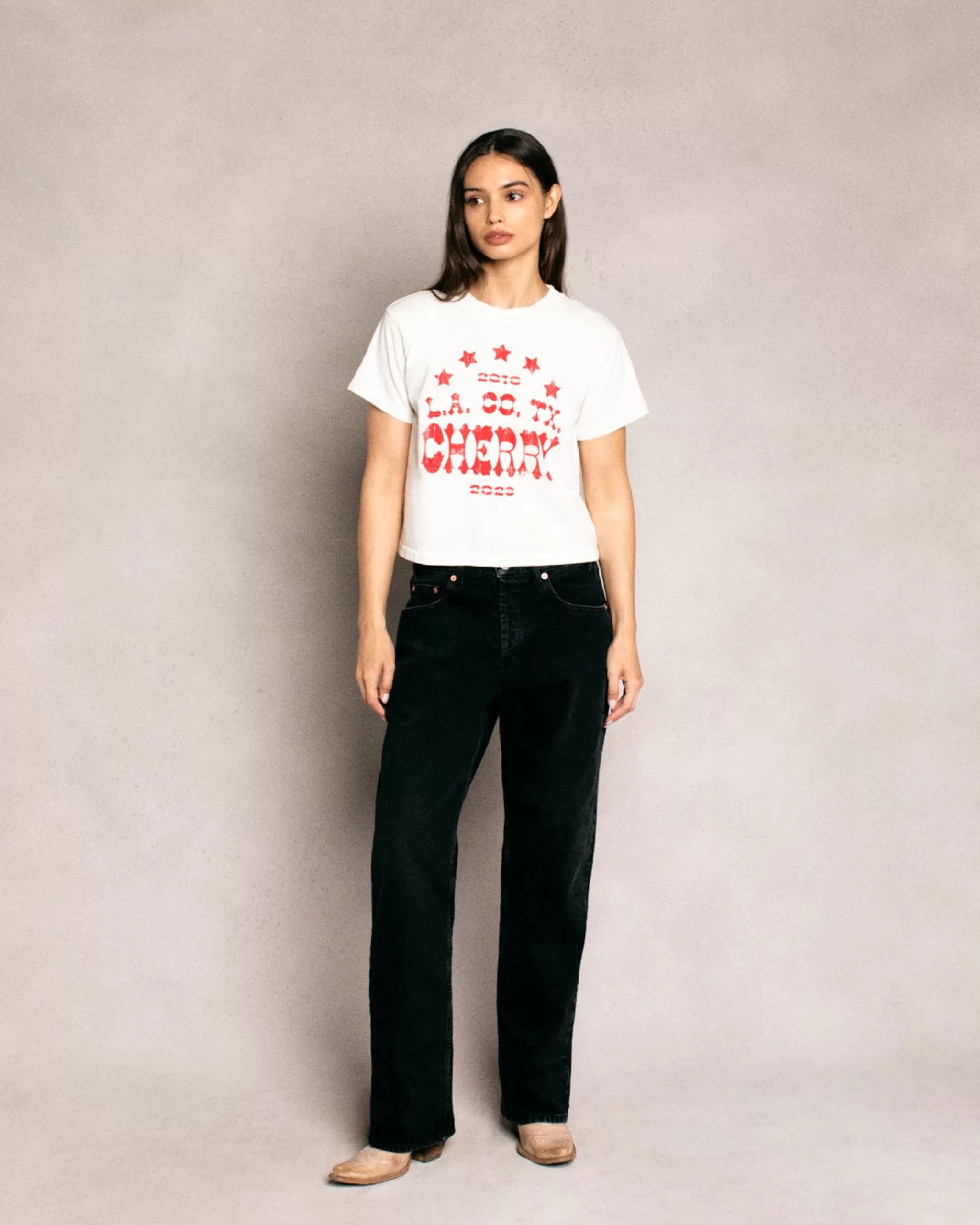 Cherry T-Shirt Pour Bebe Tri State Boxy (Blanc Vintage)* Aux Femmes