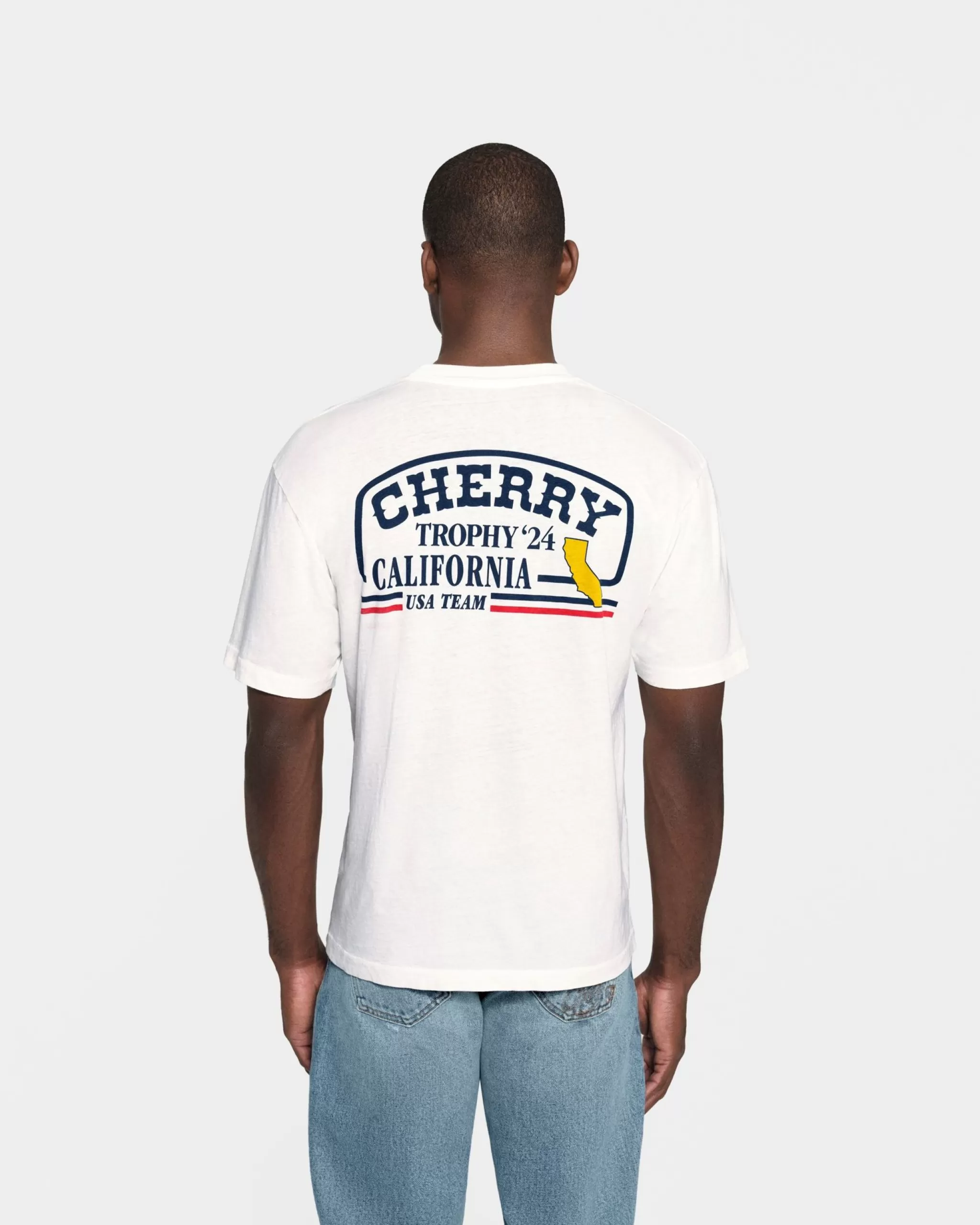 Cherry T-Shirt Trophy Premium En Coton Biologique (Blanc Vintage)* T-Shirts Et Manches Longues