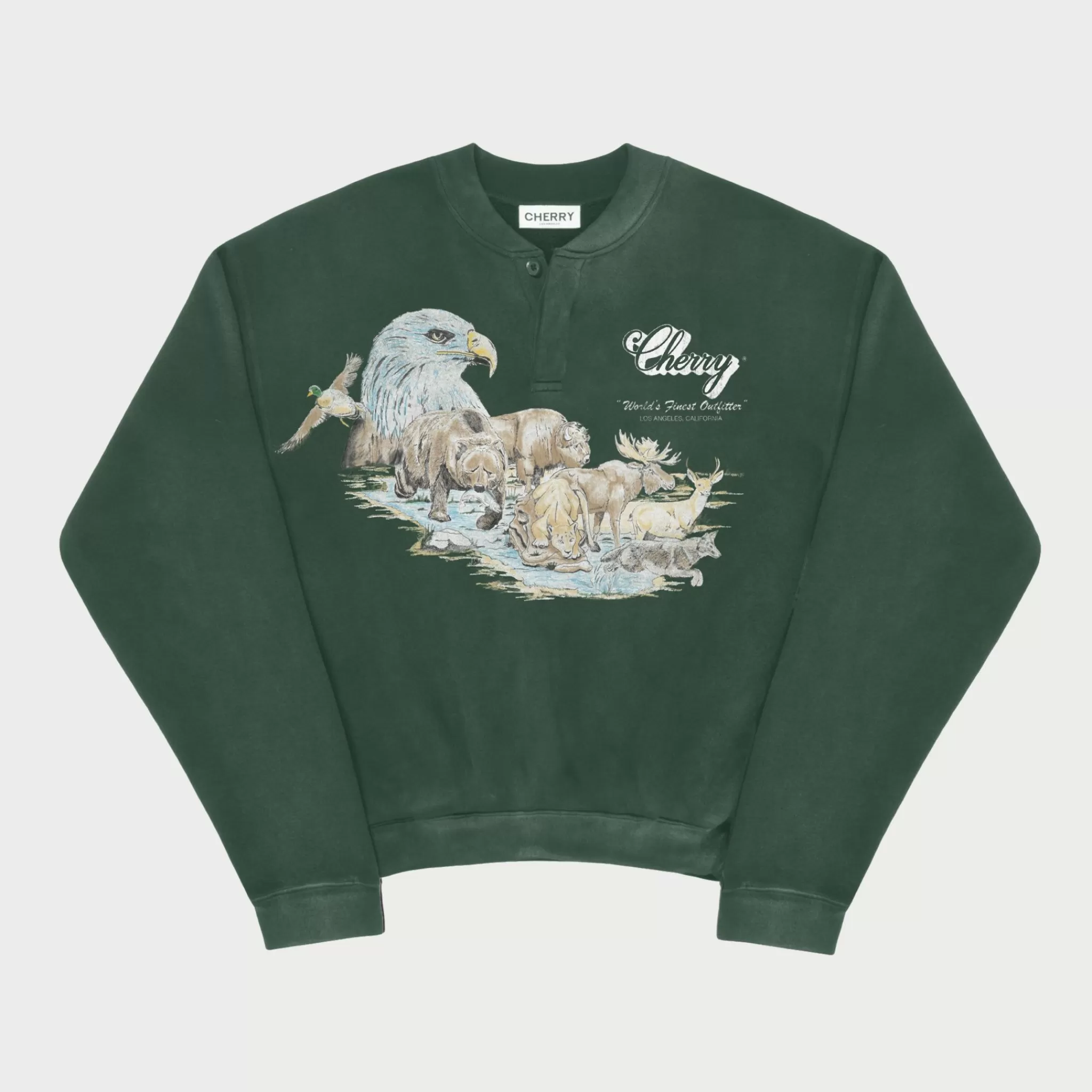 Cherry Wilderness Henley Crewneck (Vert)* Sweat-Shirts